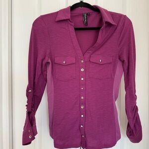 Colori - Women's Pink Long Sleeve Office Wear Professional Button-Up Top Size S